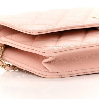 Chanel Caviar Quilted Wallet on Chain WOC Light Pink 10 of 12