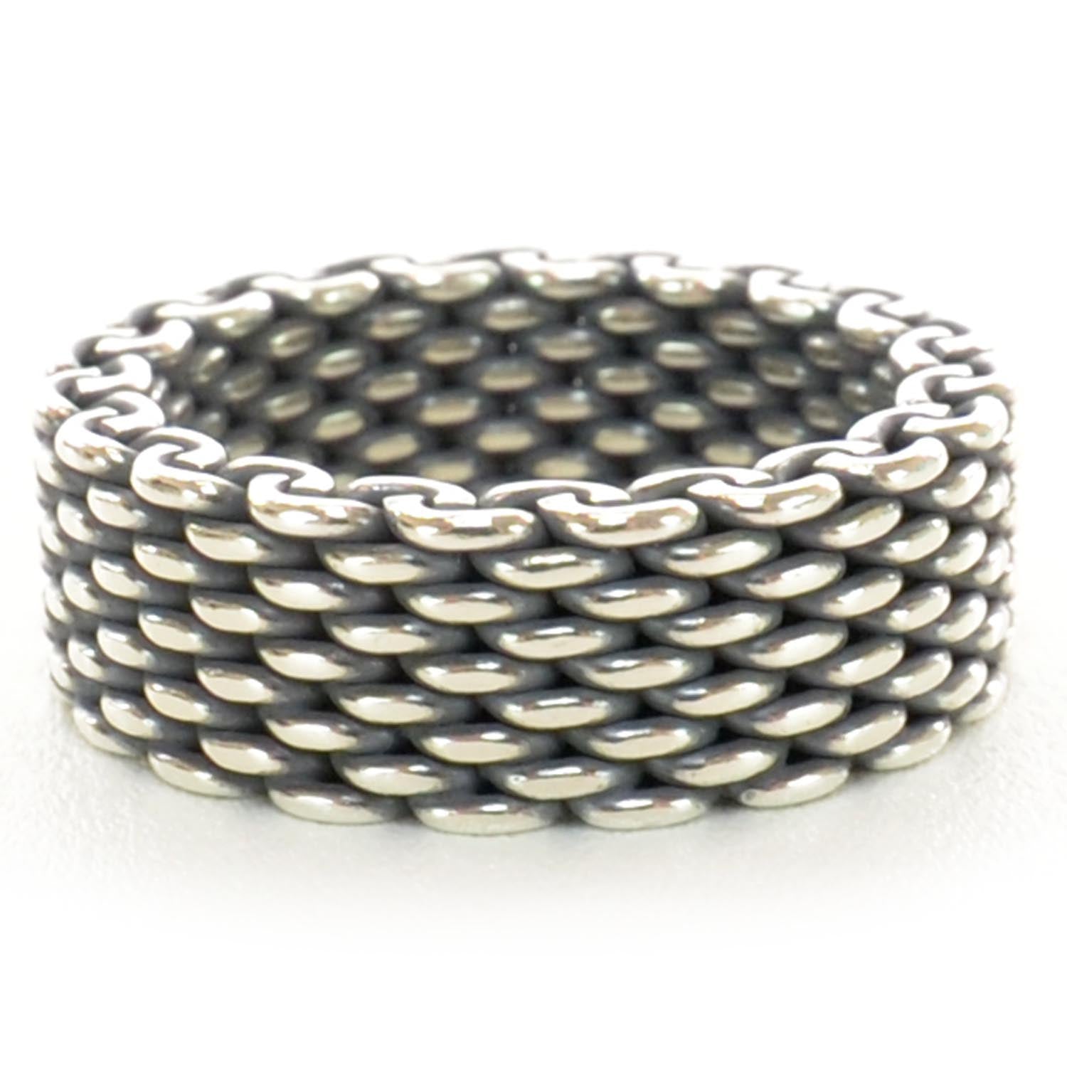 Tiffany Oxidized Sterling Silver Mesh Somerset Ring 5.75 2 of 4