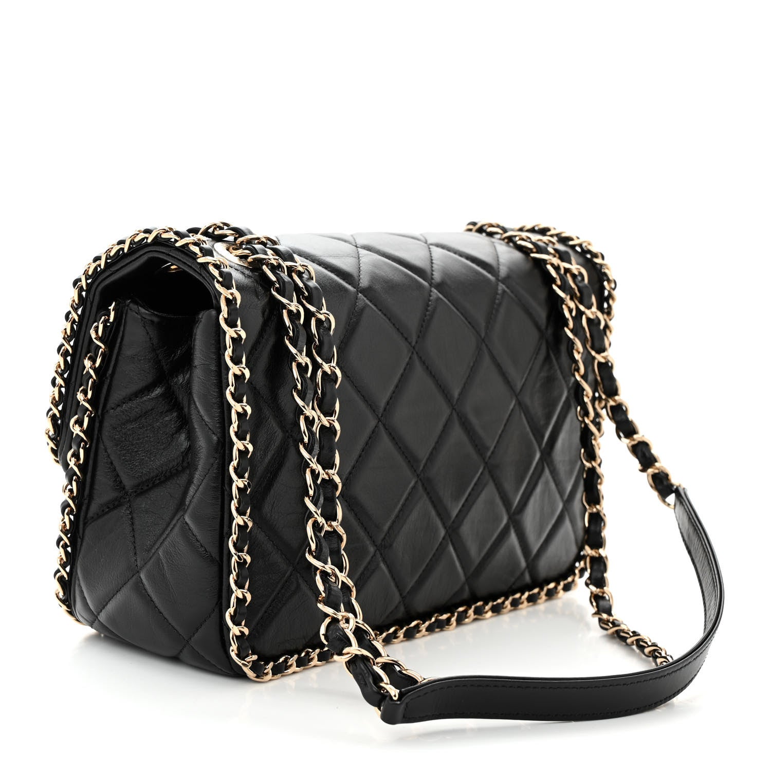 Chanel Crumpled Calfskin Medium Chain All Over Flap Black 3 of 10