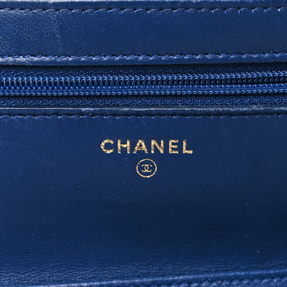 Chanel Lambskin Quilted Elegant CC Wallet On Chain WOC Blue Black 6 of 15