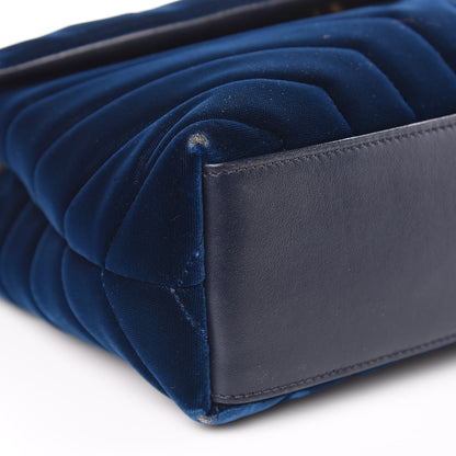 Saint Laurent Velvet Y Quilted Monogram Small Loulou Chain Satchel Medium Blue 11 of 17