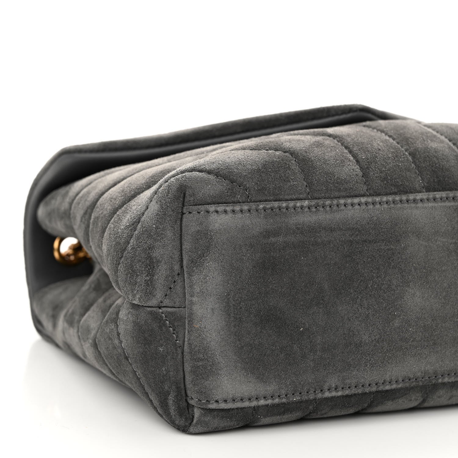 Saint Laurent Suede Calfskin Y Quilted Monogram Small Loulou Chain Satchel Storm 9 of 10
