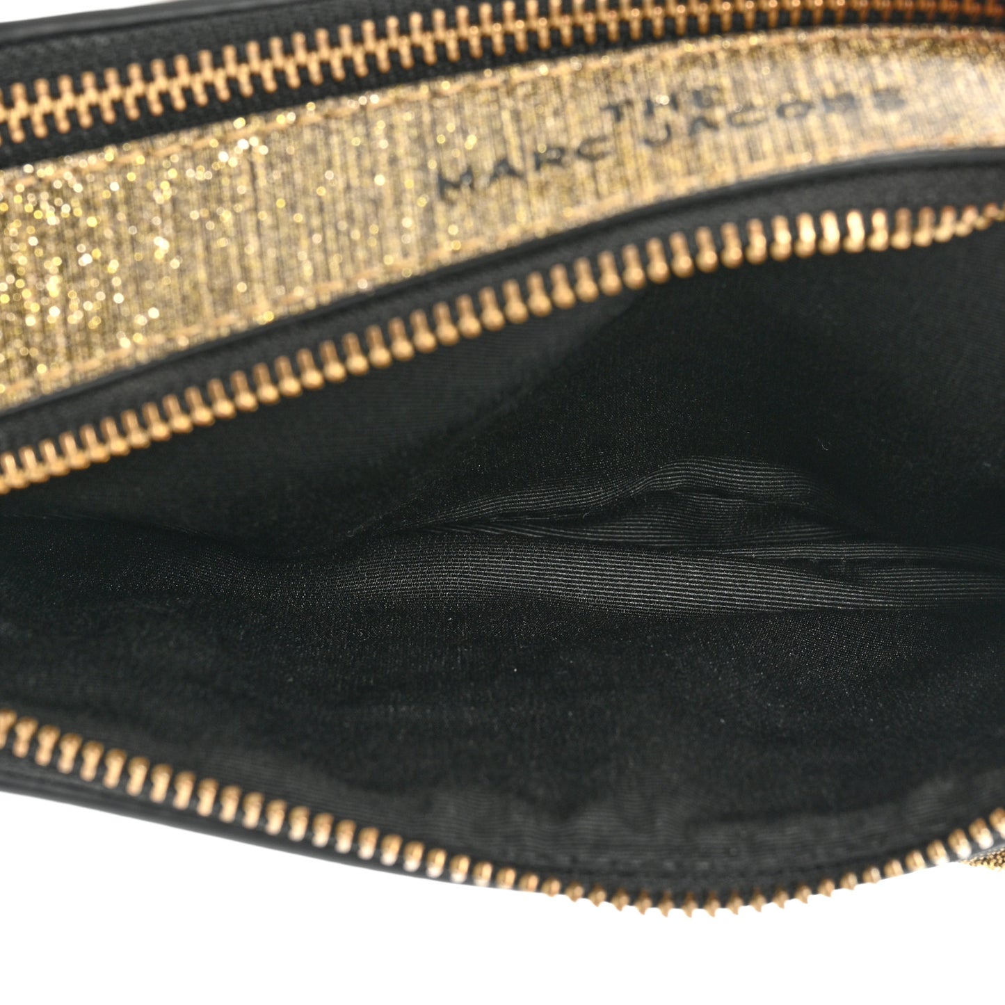 Metallic Calfskin Glitter Small Snapshot Camera Bag Gold Black