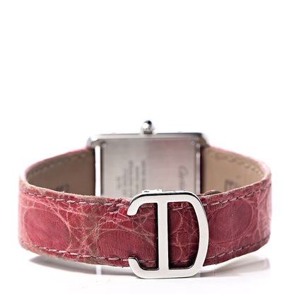 Cartier Stainless Steel Alligator 24mm Tank Solo Quartz Watch Red 4 of 8