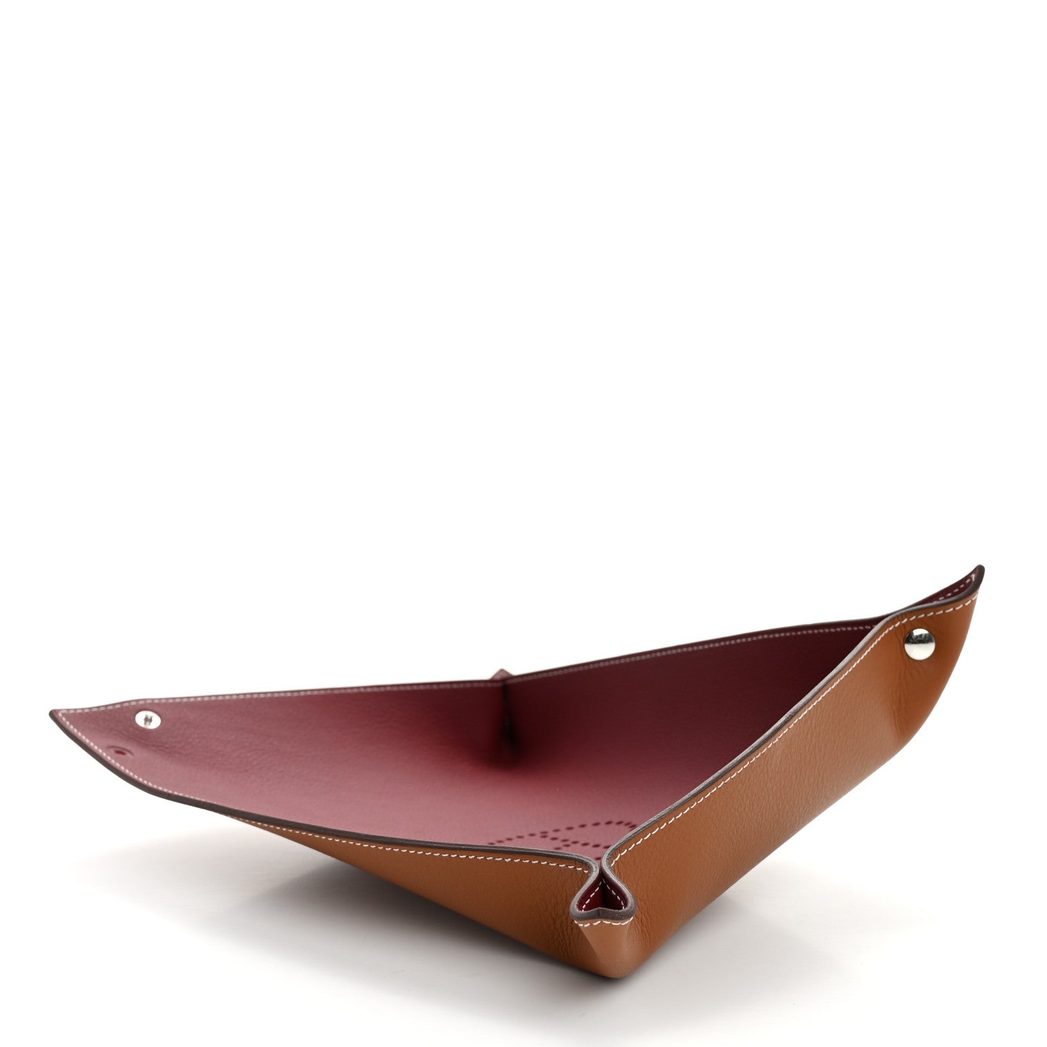 Hermes Taurillon Clemence Mises et Relances Change Tray Rouge H Fauve 3 of 9