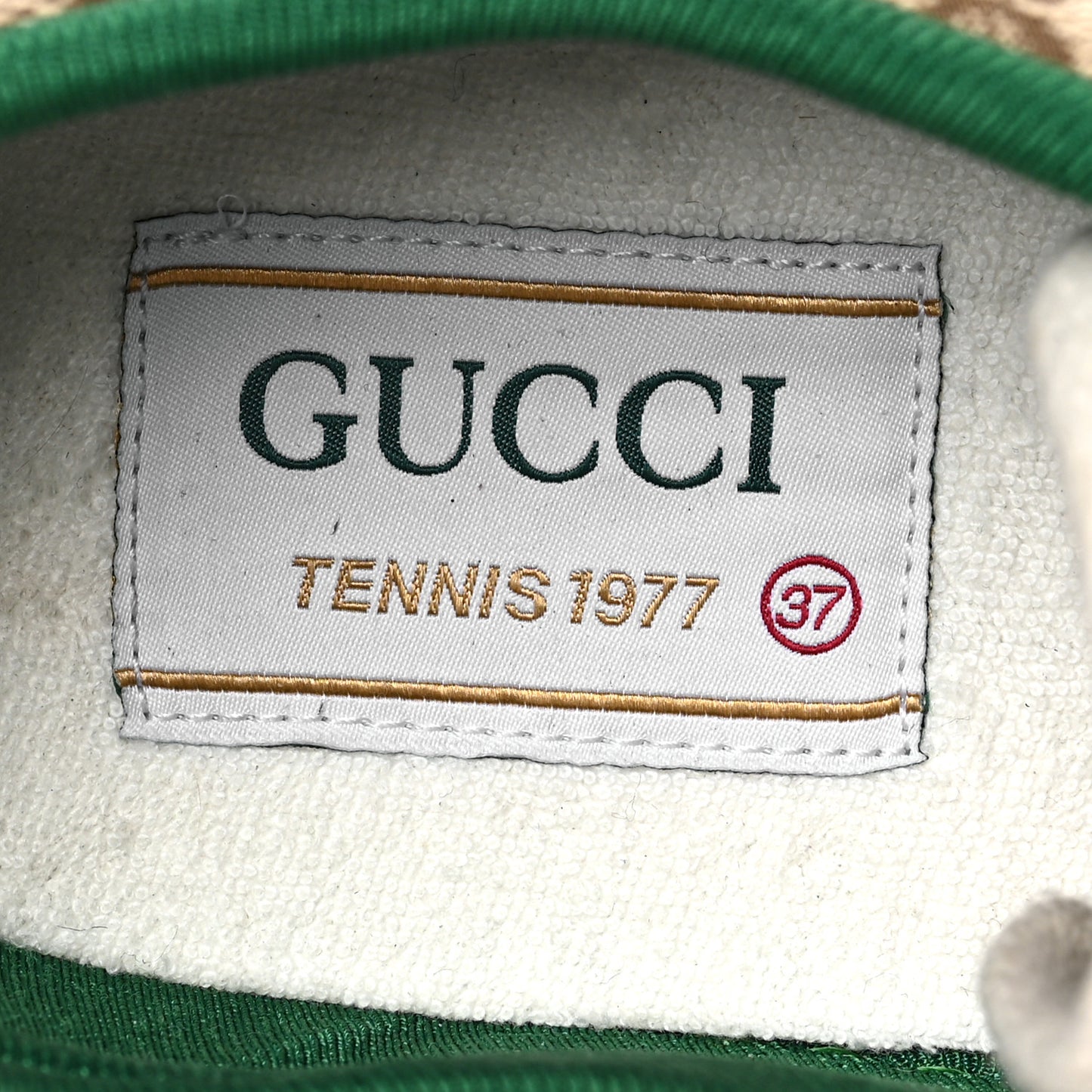 GG Monogram Web Womens 1977 Tennis Sneakers 37 Beige Ebony Mystic White