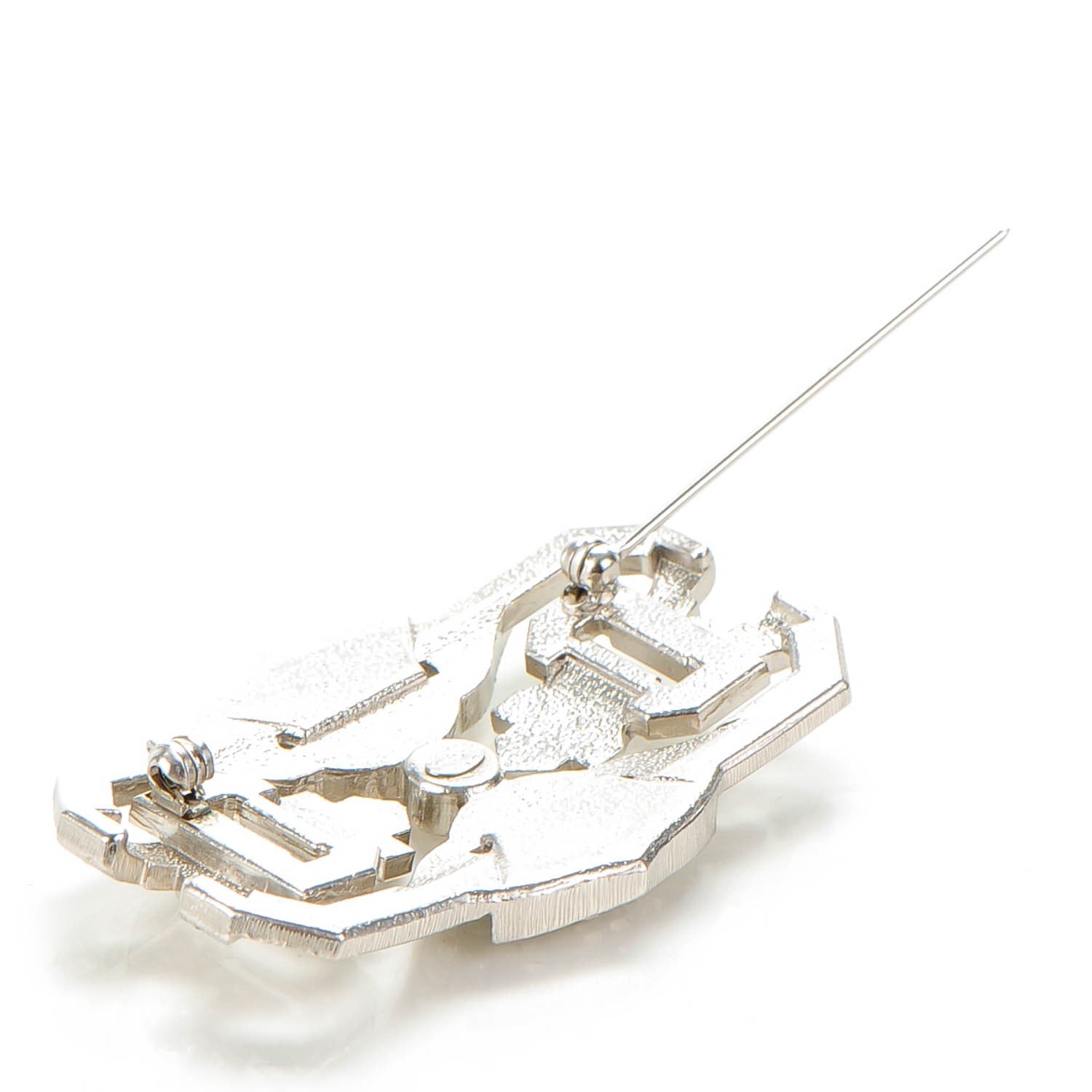 Chanel Crystal CC Brooch Silver 3 of 5