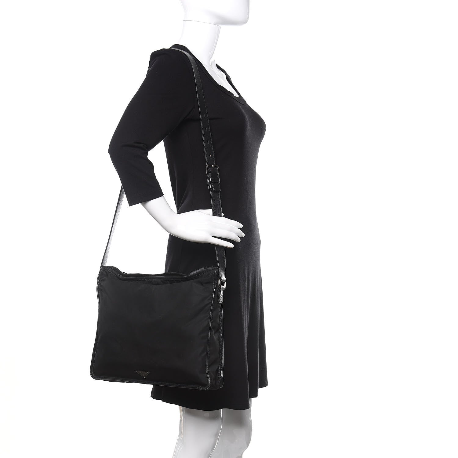 Prada Nylon Flat Messenger Bag Black 2 of 16