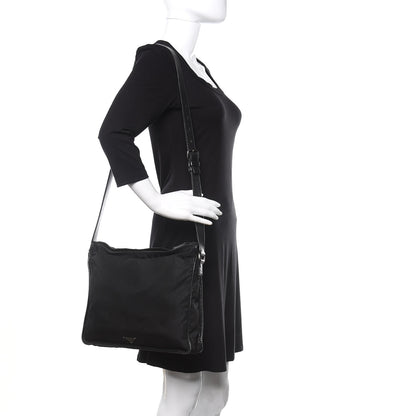 Prada Nylon Flat Messenger Bag Black 2 of 16
