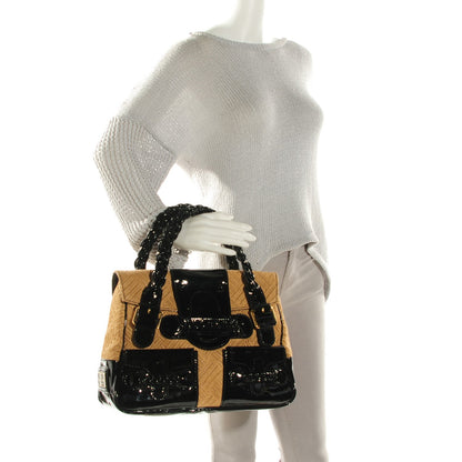Valentino Garavani Woven Straw Patent Histoire Black 2 of 8