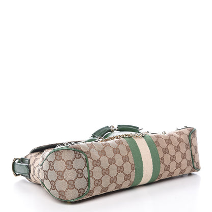 Gucci Monogram Horsebit Web Flap Bag Green 4 of 21