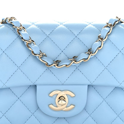 Chanel Lambskin Quilted Mini Rectangular Flap Light Blue 8 of 11