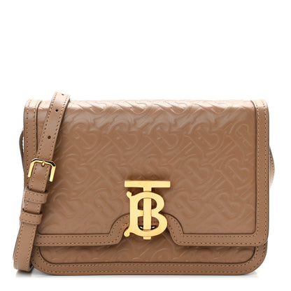 Burberry Calfskin Monogram Embossed Small TB Bag Light Camel 1 of 16