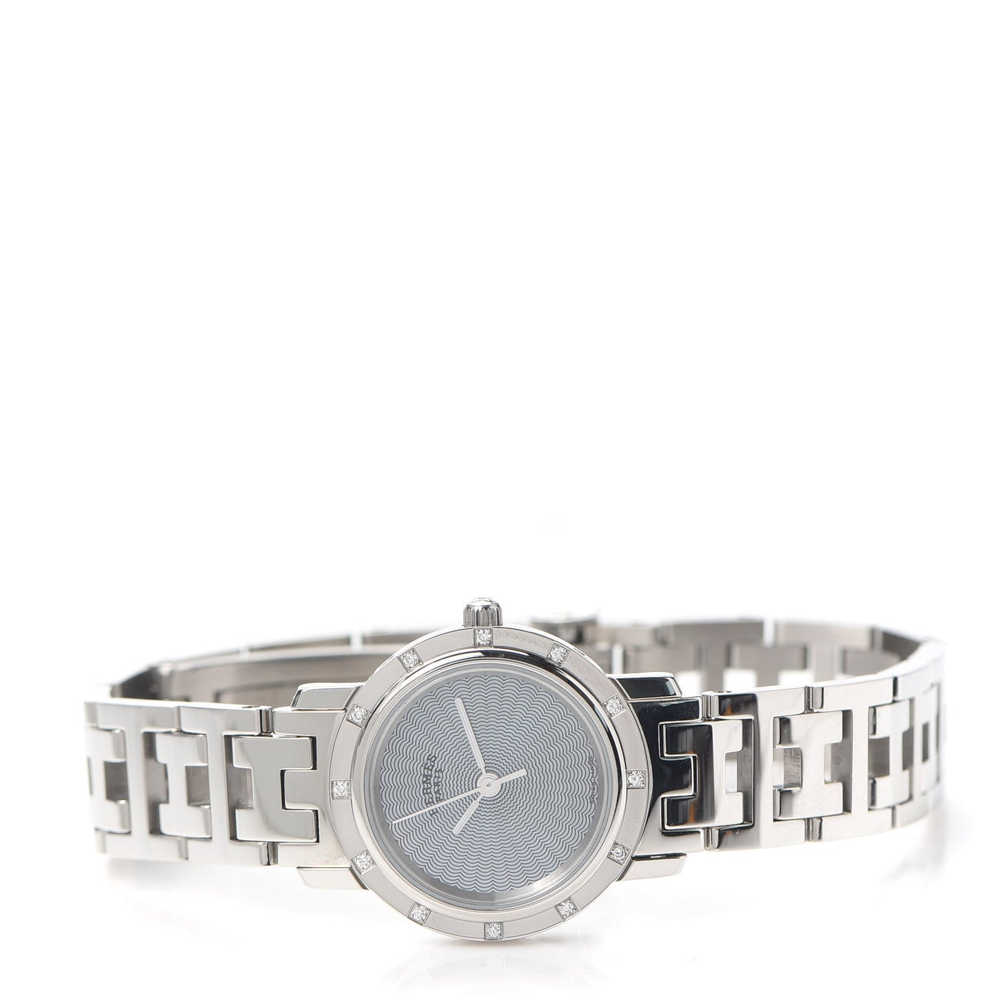 Stainless Steel Diamond Mother of Pearl 24mm Clipper Nacre Quartz Watch Blue