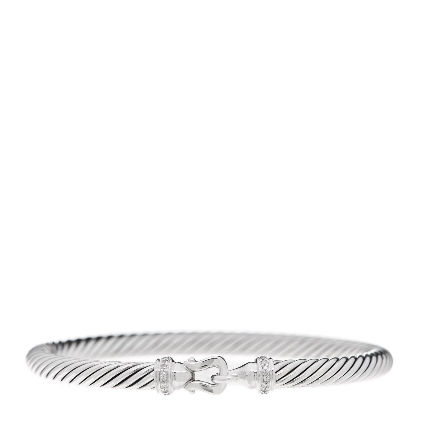 Sterling Silver Diamond 5mm Cable Buckle Bracelet