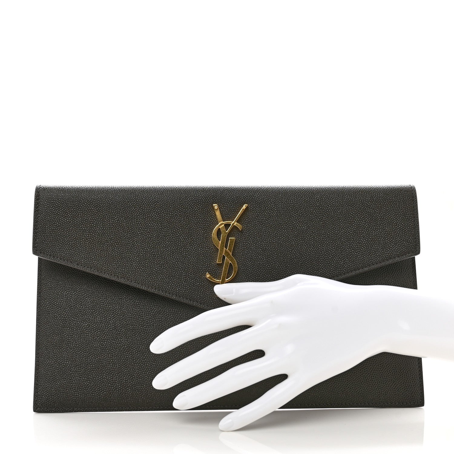 Saint Laurent Grain De Poudre Uptown Pouch Pebble 2 of 7