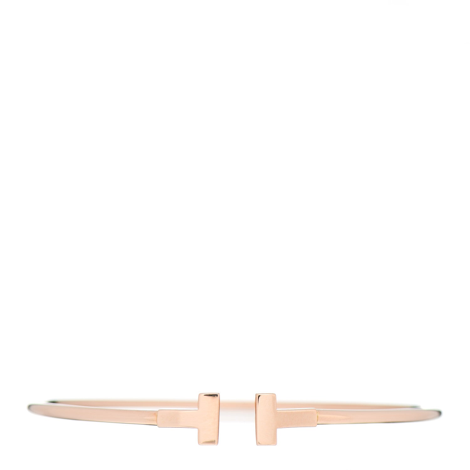 Tiffany 18K Rose Gold Narrow T Wire Bracelet 1 of 5