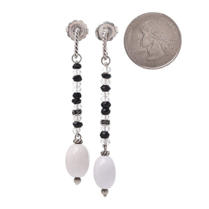David Yurman Sterling Silver Agate Onyx Quartz Tweejoux Drop Earrings 2 of 4