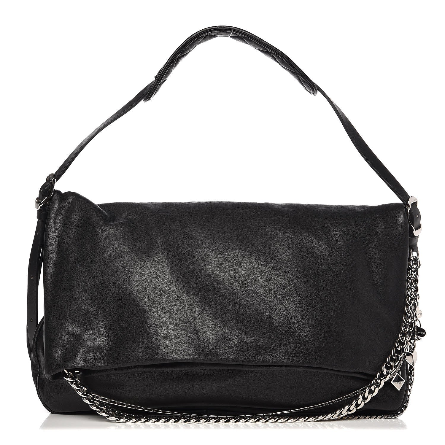 Jimmy Choo Lambskin Large Biker Hobo Black 1 of 7