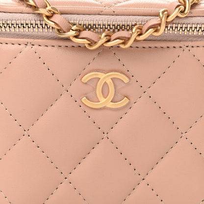 Chanel Lambskin Quilted Top Handle Mini Vanity Case With Chain Beige 8 of 10