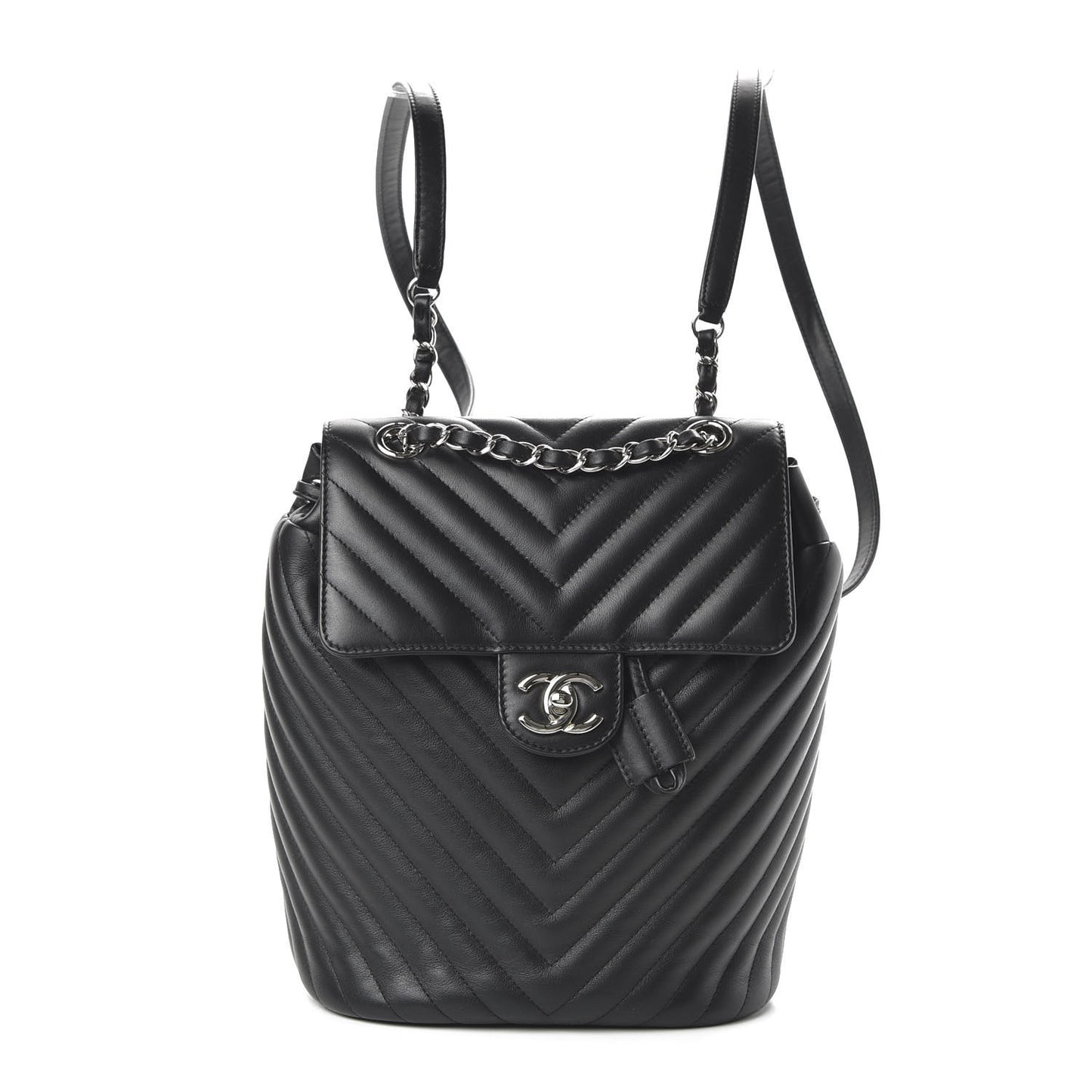 Calfskin Chevron Quilted Small Urban Spirit Backpack Black
