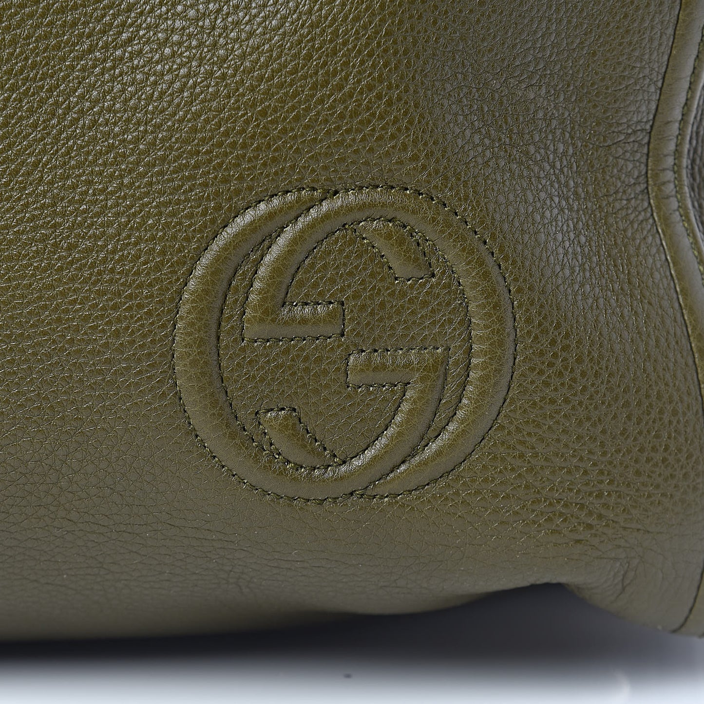 Pebbled Calfskin Tote Dark Green