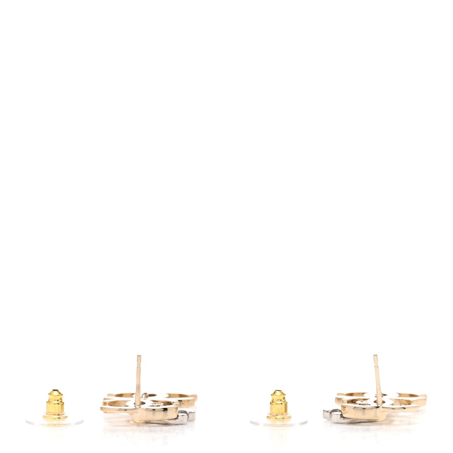 Crystal Pearl Double CC Drop Earrings Gold Silver