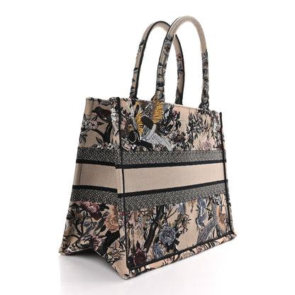 Christian Dior Canvas Embroidered Jardin D'Hiver Medium Book Tote Beige Multicolor 3 of 9