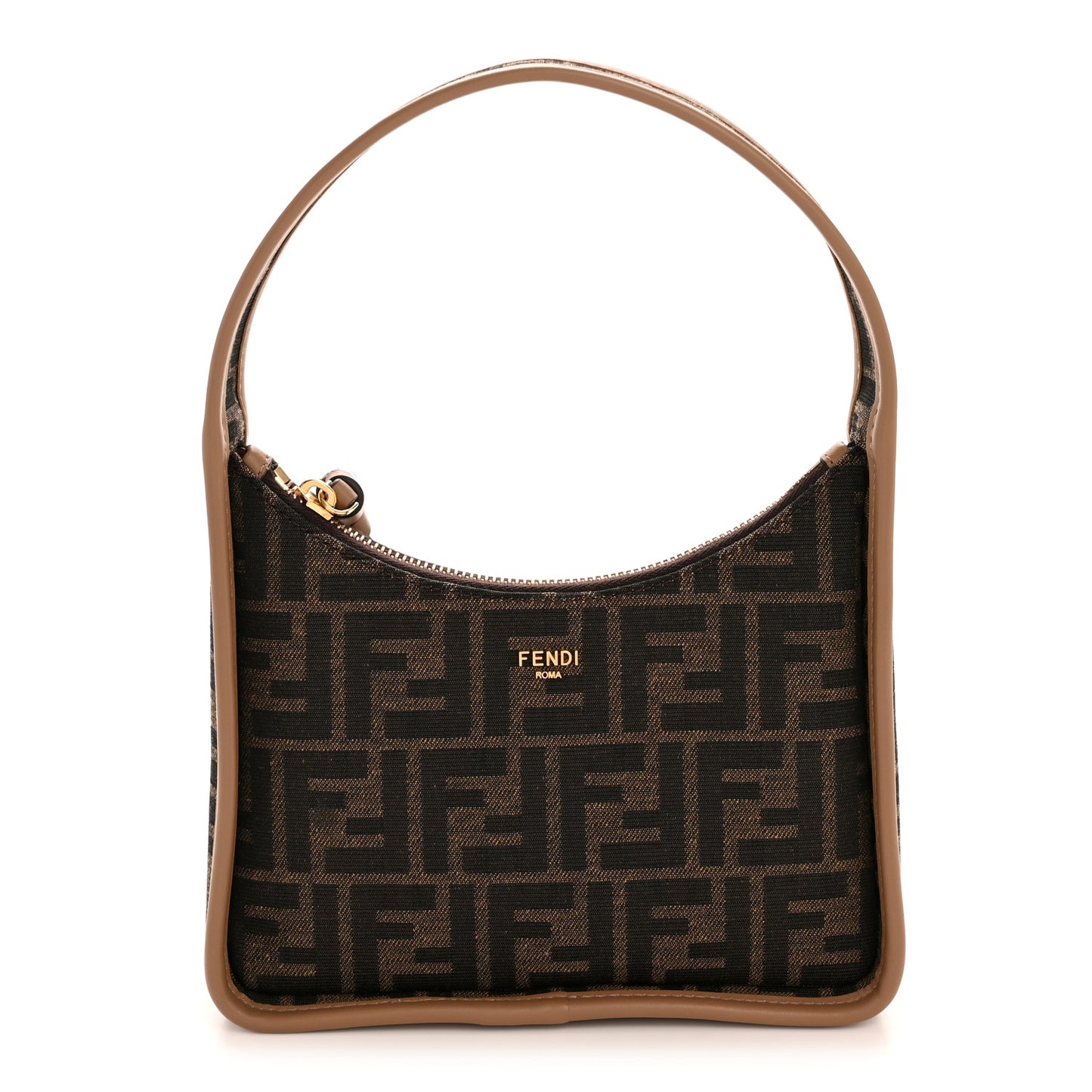 Fabric Jacquard Vitello Grace FF 1974 Mini Fendessence Shoulder Bag Tobacco Moro Ebano
