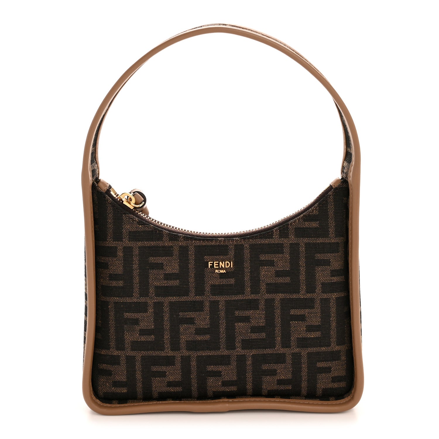 Fendi Fabric Jacquard Vitello Grace FF 1974 Mini Fendessence Shoulder Bag Tobacco Moro Ebano 1 of 11