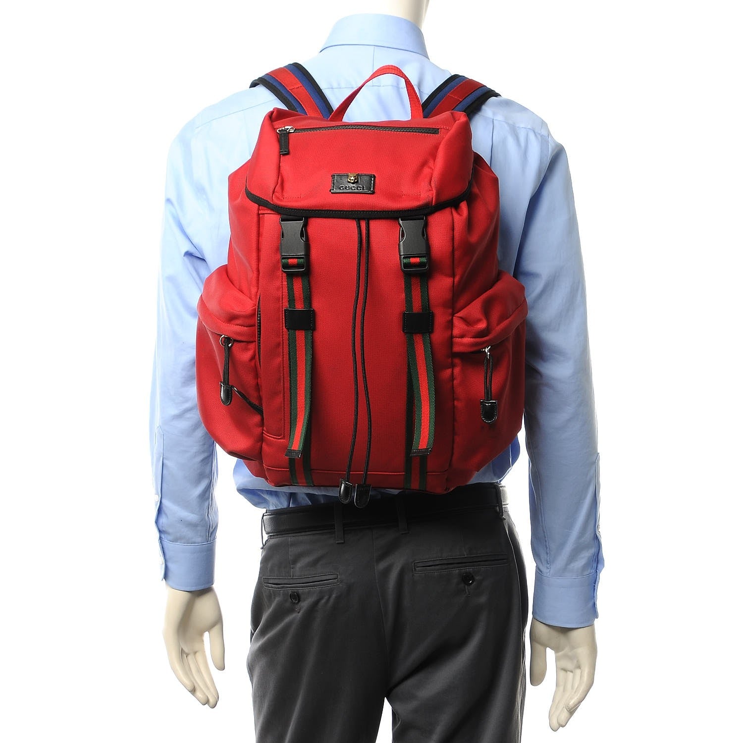 Gucci Techno Canvas Web Double Buckle Backpack Red 2 of 7