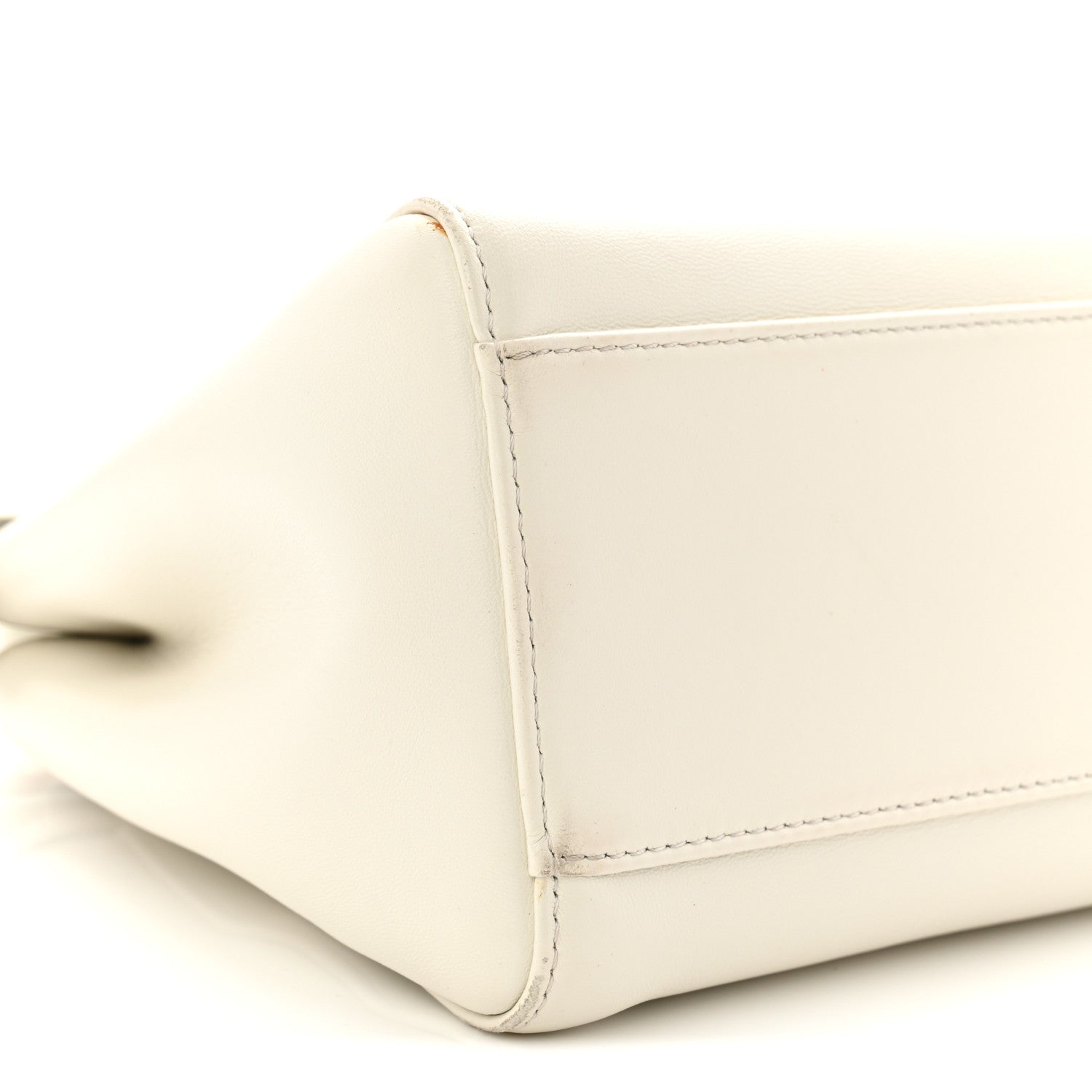 Fendi Nappa Vitello Gingham Printed Mini Peekaboo Iconic Satchel White Ice Light Blue 18 of 25