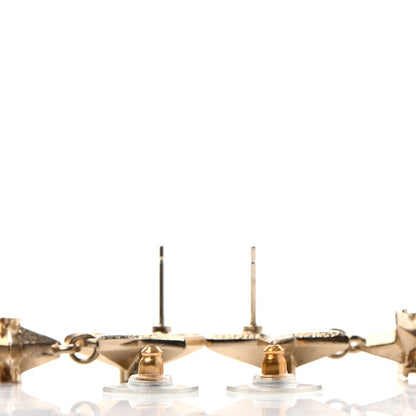 Chanel Metal CC Triple Star Drop Earrings Gold 3 of 4