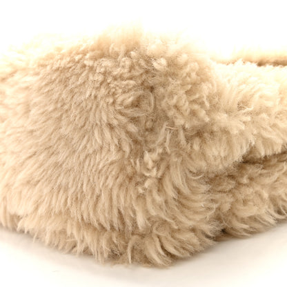 Saint Laurent Shearling Lambskin Quilted Sade Puffer Envelope Clutch Natural Beige 10 of 11