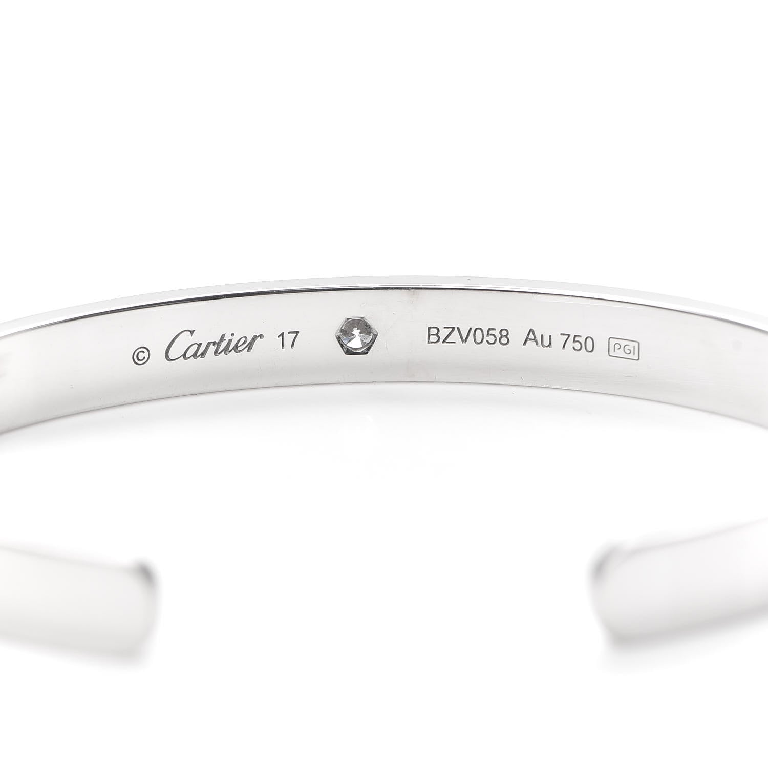 Cartier 18K White Gold 1 Diamond LOVE Cuff Bracelet 17 4 of 4