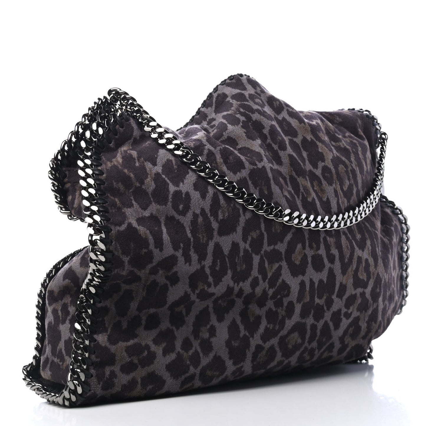 Shaggy Deer Leopard Print Small Falabella Tote Grey