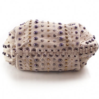 Miu Miu Leather Studded Hobo White 5 of 12