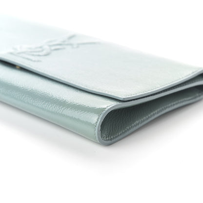 Saint Laurent Textured Patent Large Belle De Jour Clutch Light Blue 7 of 11