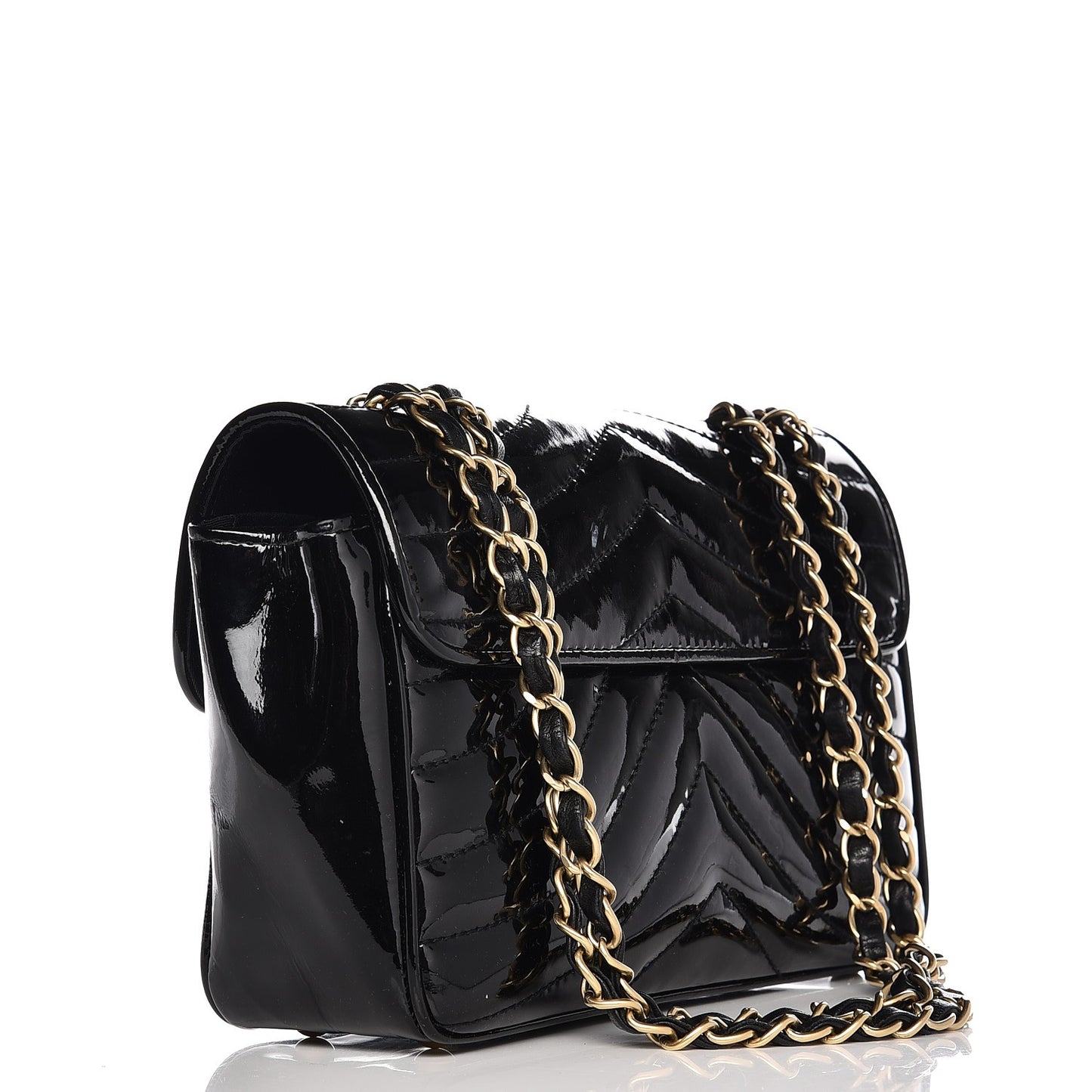 Patent Small Chevron Single Flap Black