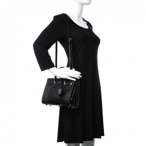 Saint Laurent Calfskin Crocodile Embossed Nano Sac De Jour Black 2 of 8