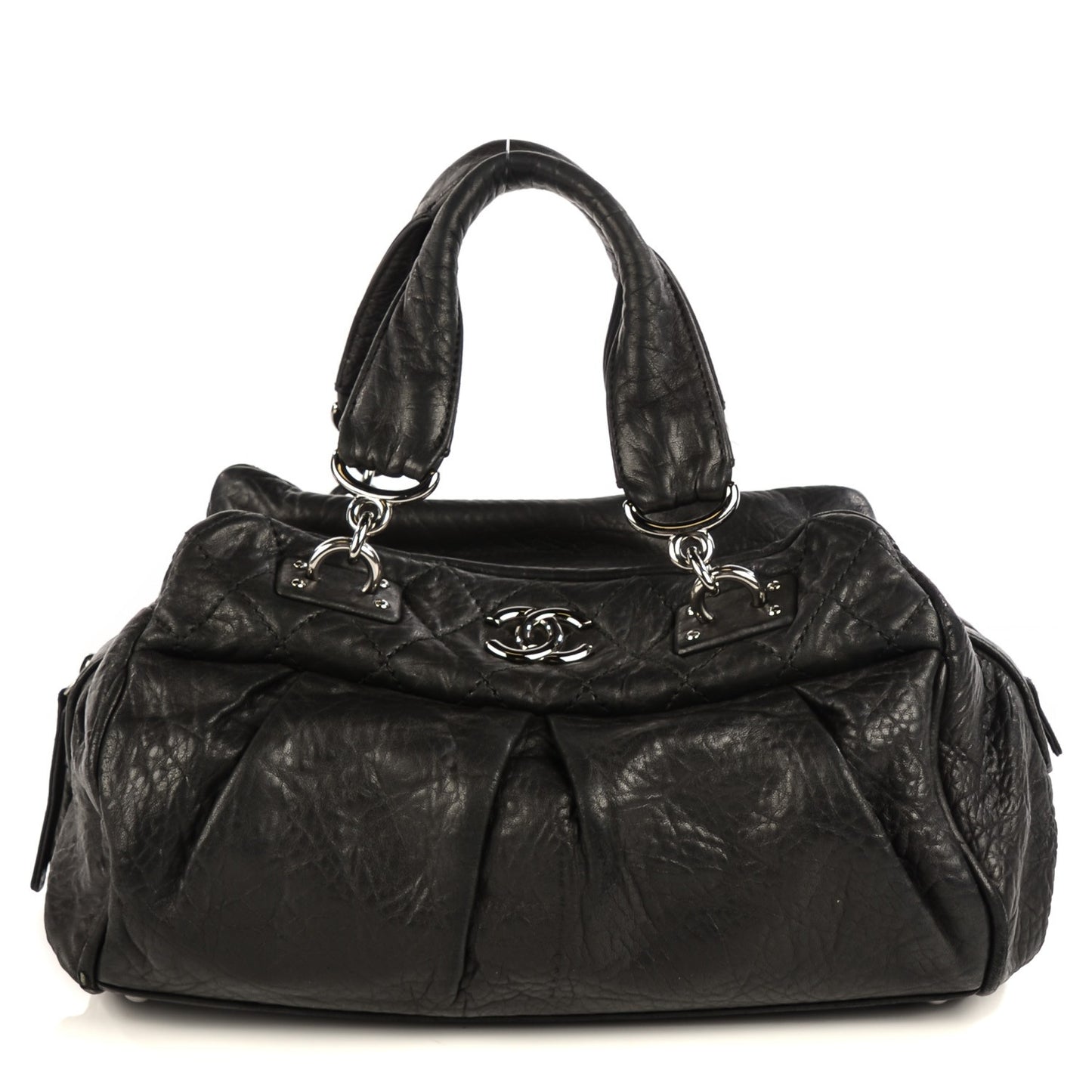 Distressed Lambskin Bowler Black