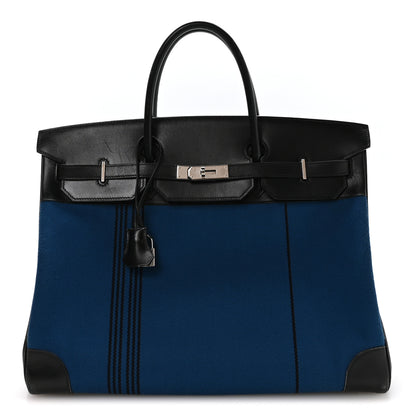 Hermes Toile Box Potamus Birkin 40 Blue Black 1 of 10