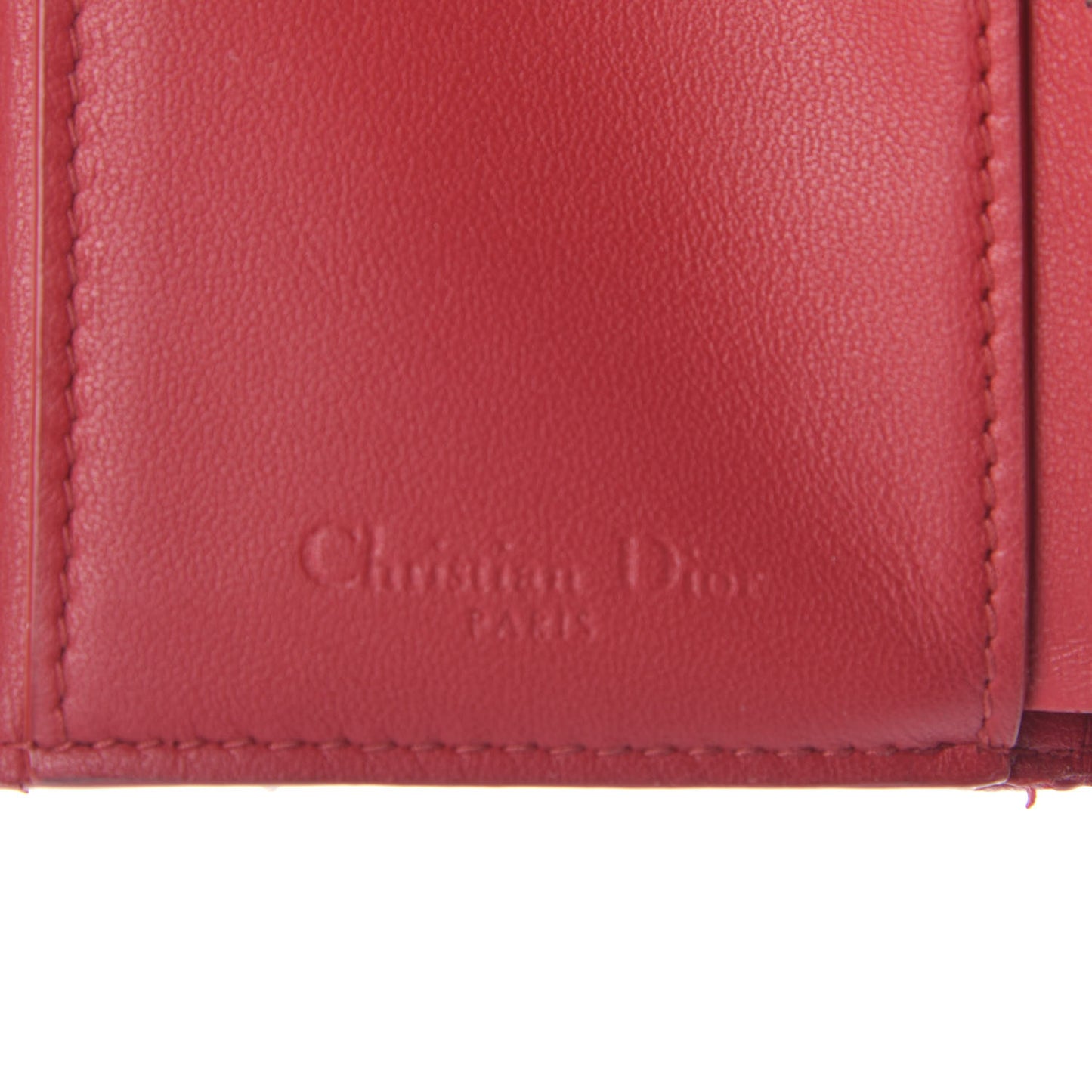 Lambskin Cannage Lady Dior Lotus Wallet Rusty Red