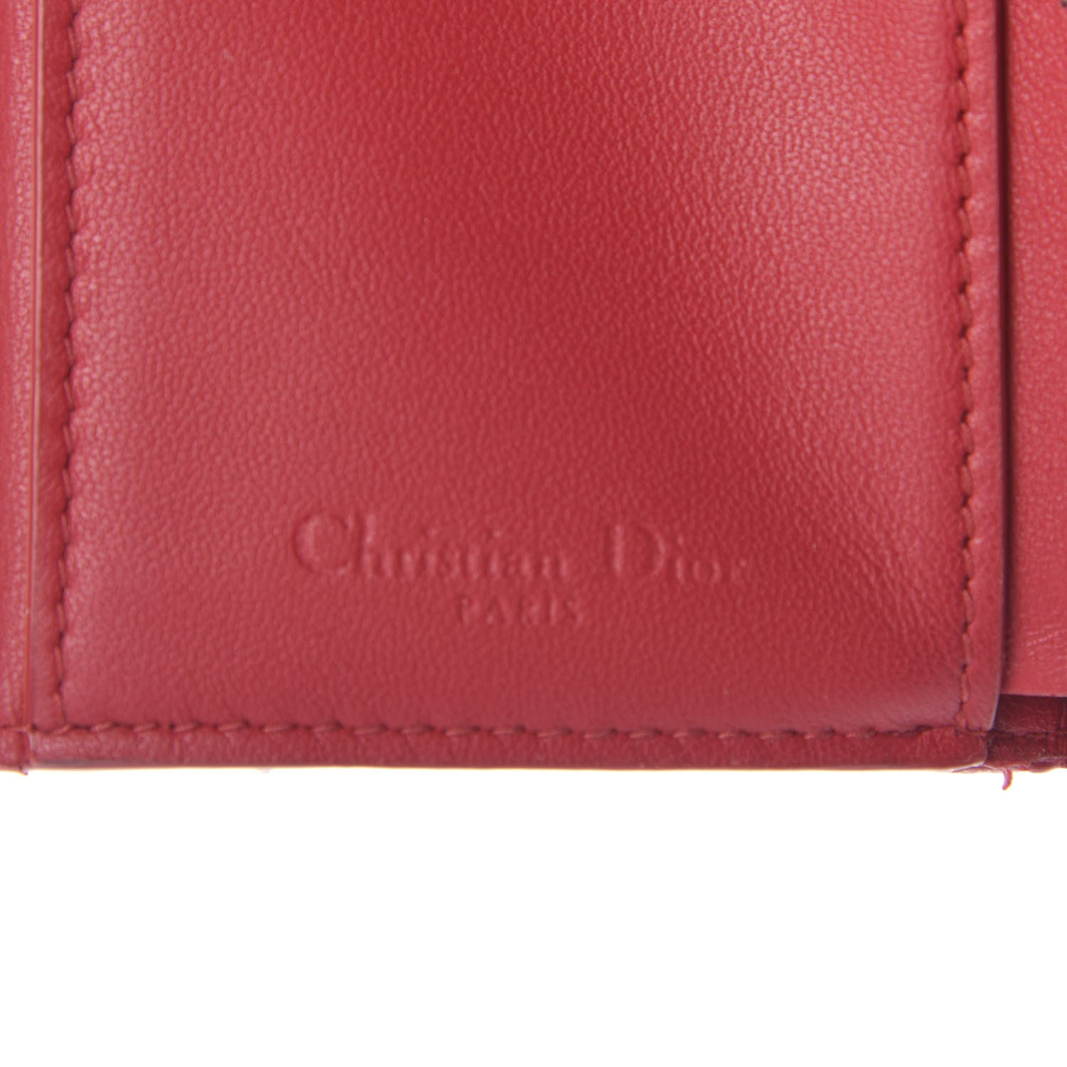 Christian Dior Lambskin Cannage Lady Dior Lotus Wallet Rusty Red 6 of 6