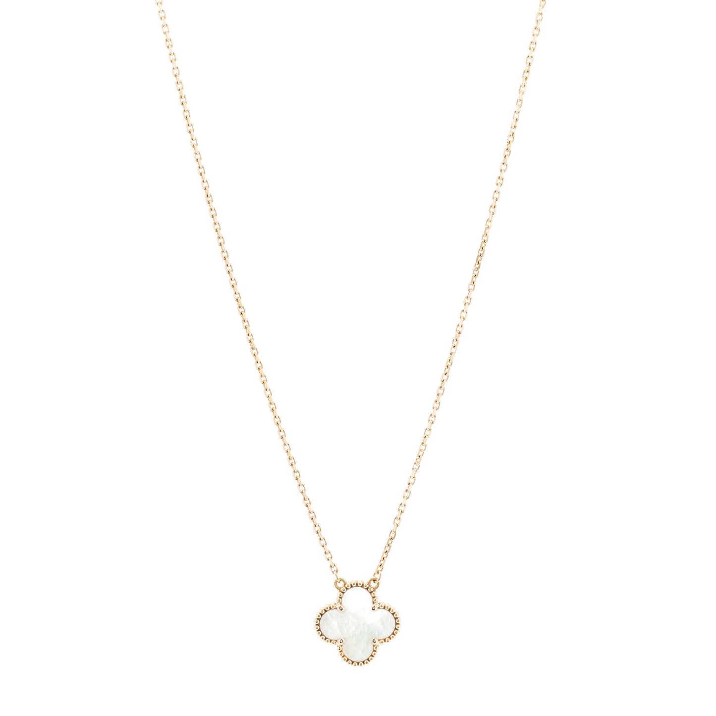 18K Yellow Gold Mother of Pearl Vintage Alhambra Pendant Necklace