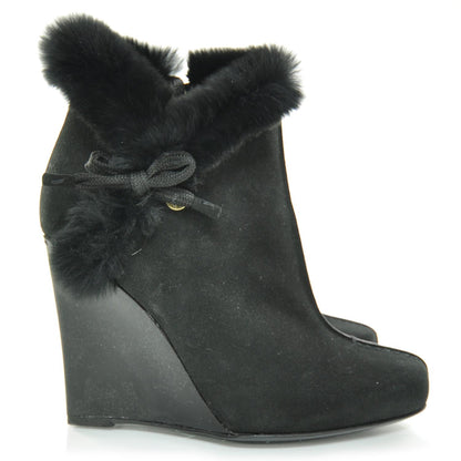 Louis Vuitton Suede Rabbit Fur Glacier Boots 38.5 Black 3 of 9
