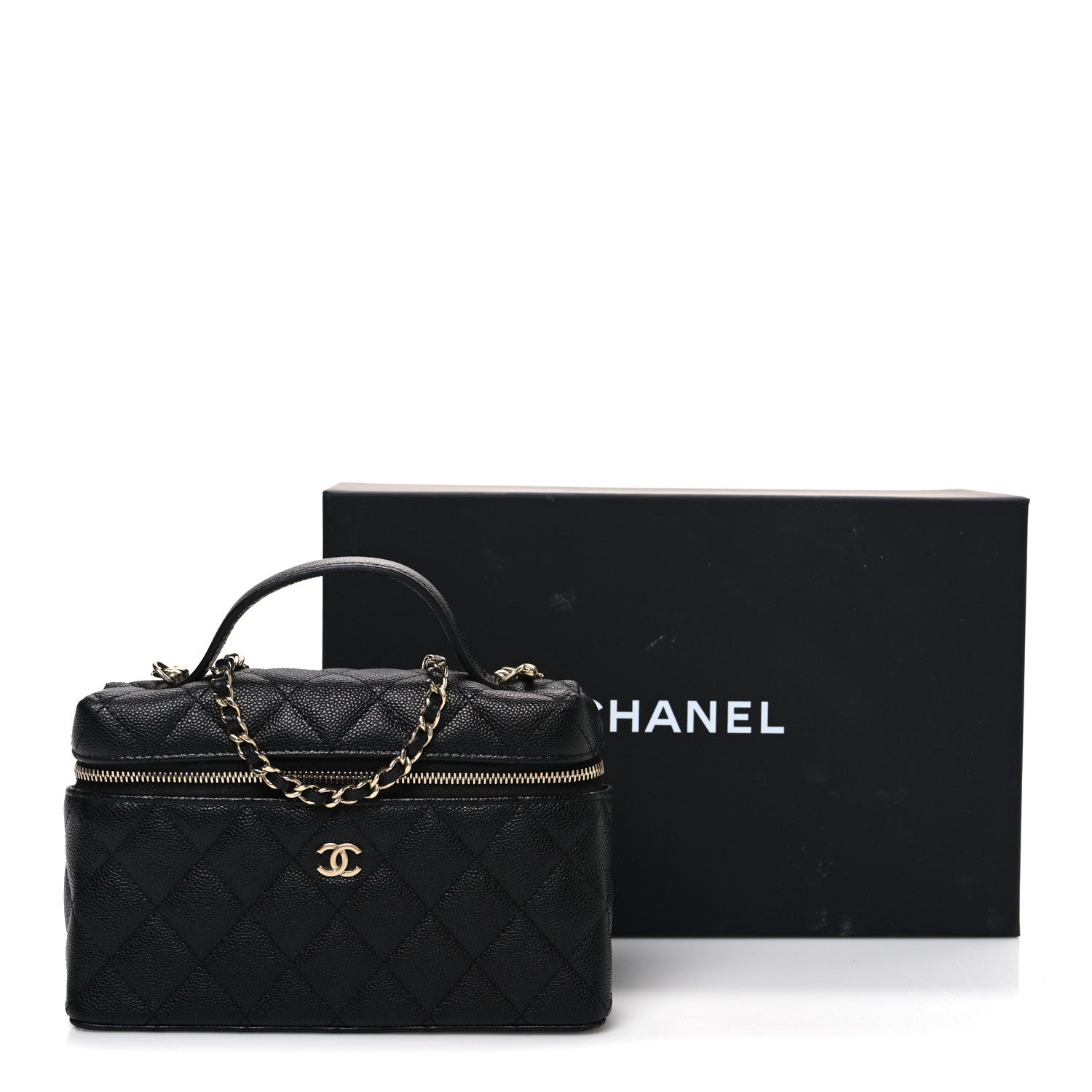 Chanel Caviar Quilted Top Handle Slim Vanity With Chain Black 11 of 11