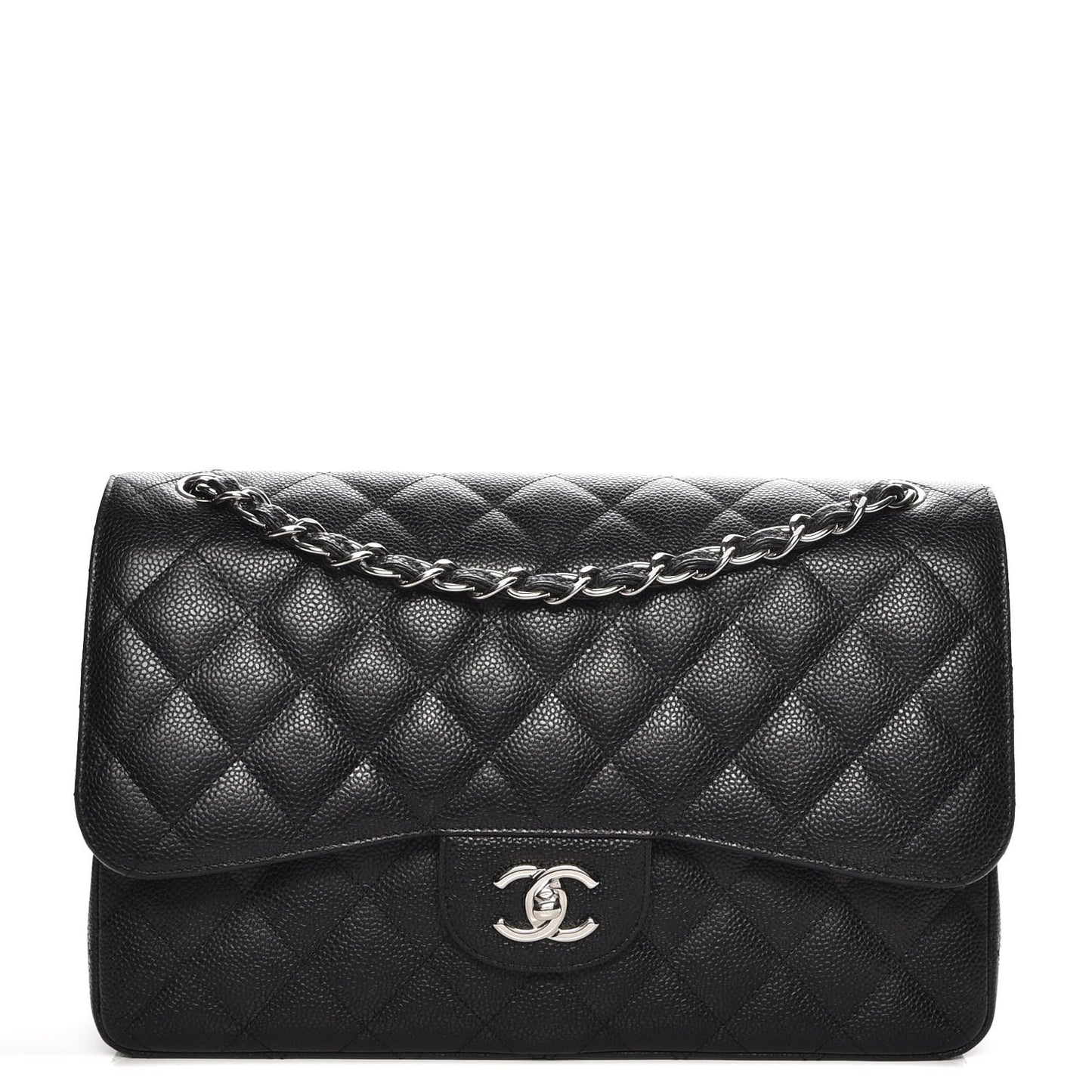 Caviar Quilted Jumbo Double Flap Black