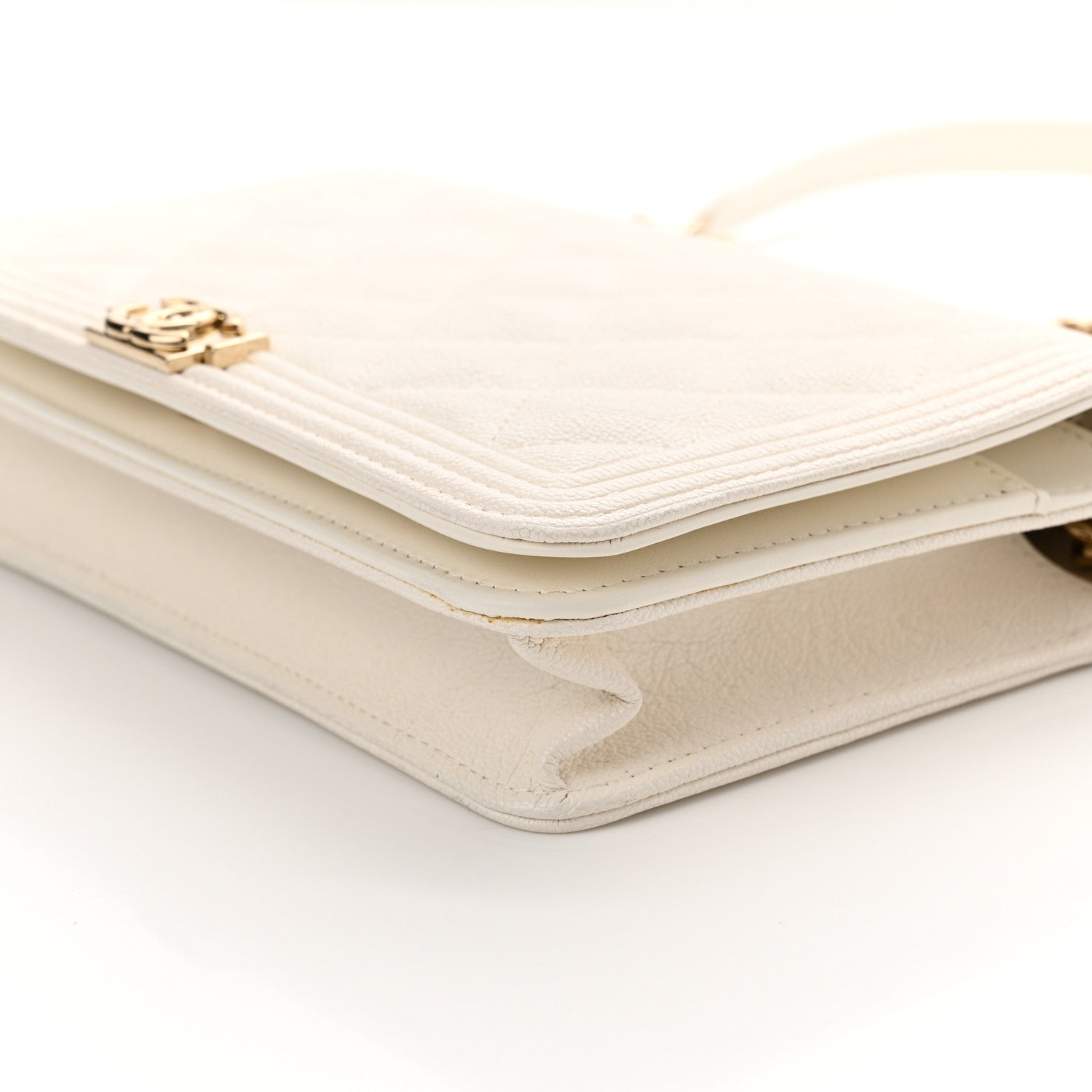 Chanel Caviar Quilted Boy Wallet On Chain WOC White 11 of 13
