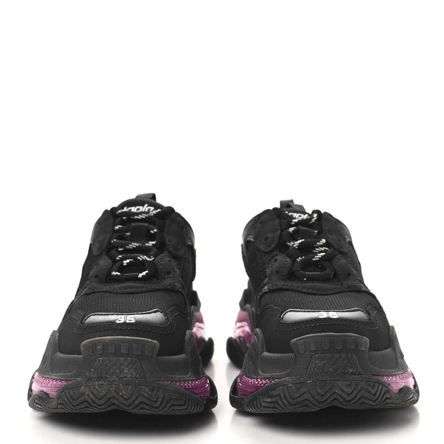 Balenciaga Fabric Mesh Clear Sole Womens Triple S Sneakers 35 Black Pink Neon 3 of 8